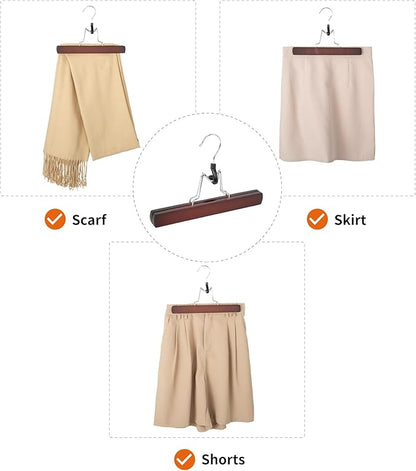 Amazon Basics Wooden Pants Hangers - Cherry, (Pack of 60)