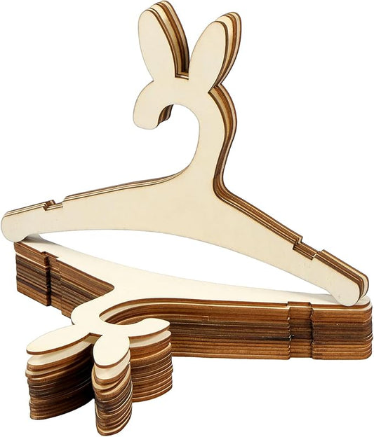20PCS Wooden Kids Hangers 9" Baby Clothes Hangers, Baby Children Wooden Hangers, Cute Little Kids Hangers, Newborn Girl Boy Hangers for Clothing Pants Coats Skirts Storage (Rabbit Ear)