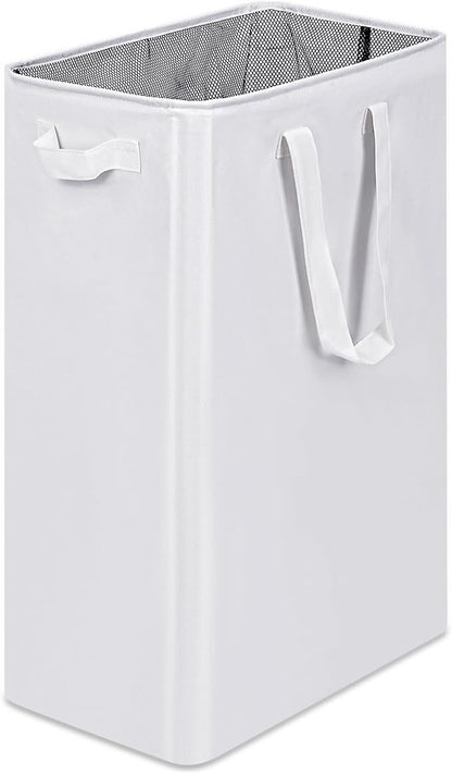 efluky Slim Laundry Basket, Narrow Laundry Hamper with Handles, Collapsible Dirty Clothes Hamper, Tall Laundry Bin for Laundry Room, Dorm and Bedroom, 12.7 Gallons(75L) White