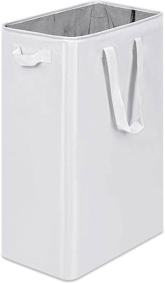 efluky Slim Laundry Basket, Narrow Laundry Hamper with Handles, Collapsible Dirty Clothes Hamper, Tall Laundry Bin for Laundry Room, Dorm and Bedroom, 12.7 Gallons(75L) White