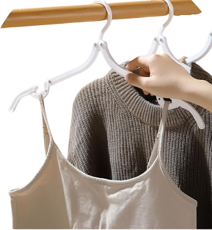 20Pcs Travel Hangers Space Saving Portable Folding Coat Hangers Travel Accessories Essentials for Traveling Camping Flying RV Cruises Suitcase Foldable Clothes Drying Rack (White)