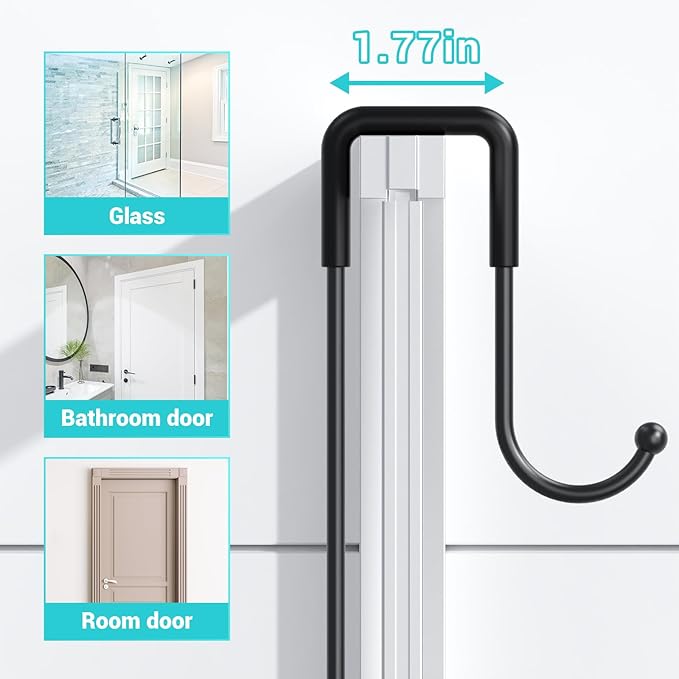 Aitatty Over the Door Shower Caddy Hanging: Black Rustproof Shower Organizer over the Door - No Drilling Bathroom Rack for Inside