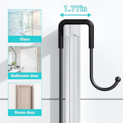 Aitatty Over the Door Shower Caddy Hanging: Black Rustproof Shower Organizer over the Door - No Drilling Bathroom Rack for Inside