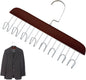 Wooden Belt Holder - Multifunctional Wooden Belt Hanger with 8 Metal Hooks - Wood Tie Scarf Rack Holder Hangers Organizer | for Hanging Belts,Tie,Scarves,neckties, Brown