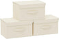 Fabric Storage Bins Cube Organizers with Flip-Top Lid and Handles,Storage Boxes for Organizing Home,Office,and Closet,Beige,3 Pack 13X9.1X7.9 in
