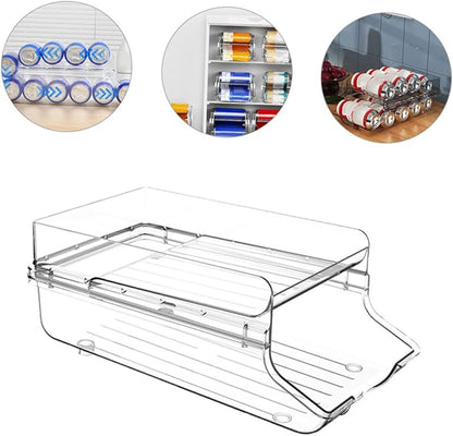 DECHOUS 1pcs Refrigerator Bins Organizer Double Beverage Storage Box for Fridge Large Capacity Can Dispenser Design for Tidy Kitchen and Pantry Organization