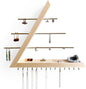 Jewelry Organizer Wall Mounted, Hardwood Hanging Jewelry Holder, Open Triangle Jewelry Display shelf for Necklaces, Earrings, Rings and Bracelets, Gift for her, Patented (Birch)