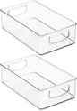 mDesign Small Plastic Bathroom Storage Container Bins with Handles for Organization in Closet, Cabinet, Vanity or Cupboard Shelf, Accessory Organizer - Ligne Collection - 2 Pack - Clear