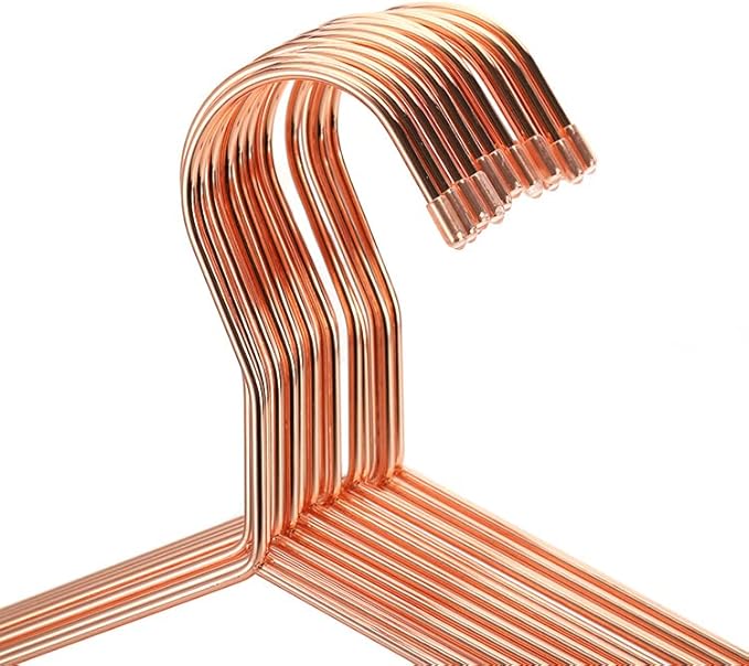 Tosnail 30 Pack 16.5" Stainless Steel Strong Wire Metal Hangers, Heavy Duty Clothes Hangers, Space Saving Closet Organizer - Rose Gold