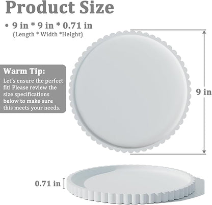 HighHerz Silicone Bathroom Countertop and Vanity Tray, Round Silicone Bathroom Tray, Modern Bathroom Decor, Coffee Table Decor, Decorative Tray for Candle, Perfume, Plants (White, 9 inch)