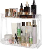 VNIMTI Skincare Organizers 2 Tier, Makeup Organizer Countertop, Cosmetic Display Cases, Makeup＆Skincare Organizer for Vanity, Desktop, Bathroon, Ideal for Women (Free Standing - Clear)
