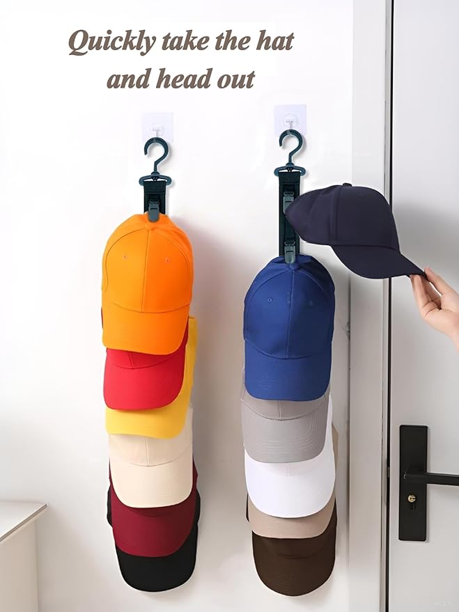 Hat Organizer for Baseball Caps, Hat Storagefor Closet Hook, Wall and Door Baseball Hat Organizer 1 Pack