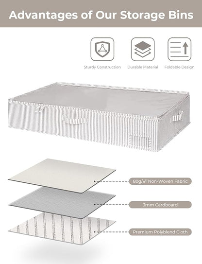 StorageWorks Extra Large Under Bed Storage Containers with Handles and Label Holder, 2 Pack Ultra-thick Fabric Underbed Bins, Closet Organizer for Clothes, Blankets, Sweater