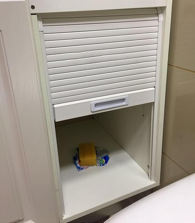 Retractable Tambour Door Storage Bins - Flexible PVC Sliding Door Kits for Cabinets, Easy Install, 60x80cm, Decorative Appliance Organizer