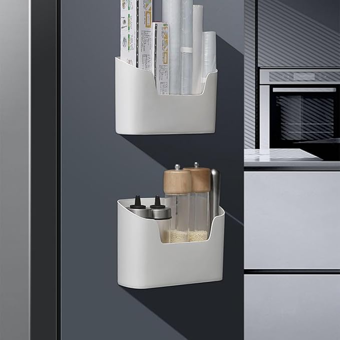 Pack of 2 Wall Mounted Storage Shelf Efficient Wrap Storage Box Adhesive Organizers Rack for Cabinet Door