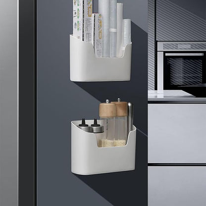 Pack of 2 Wall Mounted Storage Shelf Efficient Wrap Storage Box Adhesive Organizers Rack for Cabinet Door