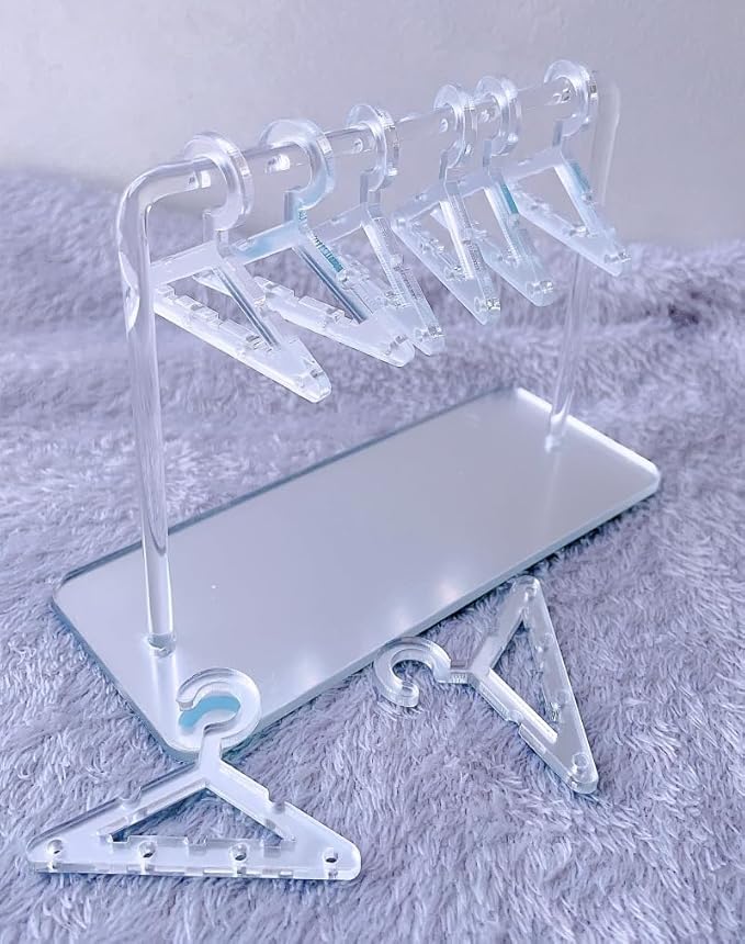 Earring Hanger Rack with 8 Mini Coat Hangers, Acrylic Earring Holder Display Stand, Ear Studs Hanging Earrings Organizer For Women Girls, Silver