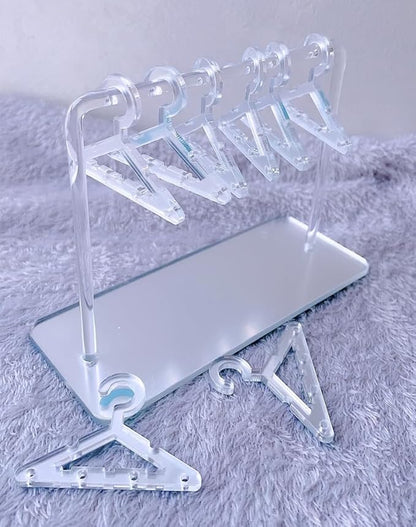 Earring Hanger Rack with 8 Mini Coat Hangers, Acrylic Earring Holder Display Stand, Ear Studs Hanging Earrings Organizer For Women Girls, Silver