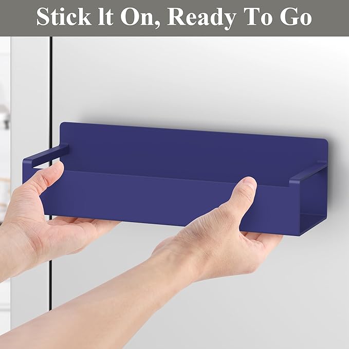 HuggieGems 4 Pack Magnetic Spice Rack Organizer for Refrigerator and Oven, Dark Blue Fridge Organizers and Storage for Kitchen
