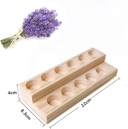 RoseFlower 11 Slots Wooden Essential Oil Organizer, Nail Polish Shelf, Durable wood Makeup Display Stand, Makeup Storage Rack for Tabletop Essential Oils Perfume Rack for 5/10/15/20ml Bottles