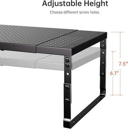 Cabinet Shelf,Expandable Adjustable Stackable Kitchen Organizer,for cabinets, Kitchens, countertops, bathrooms Shelf Organizer (2Packs/Black,Medium)