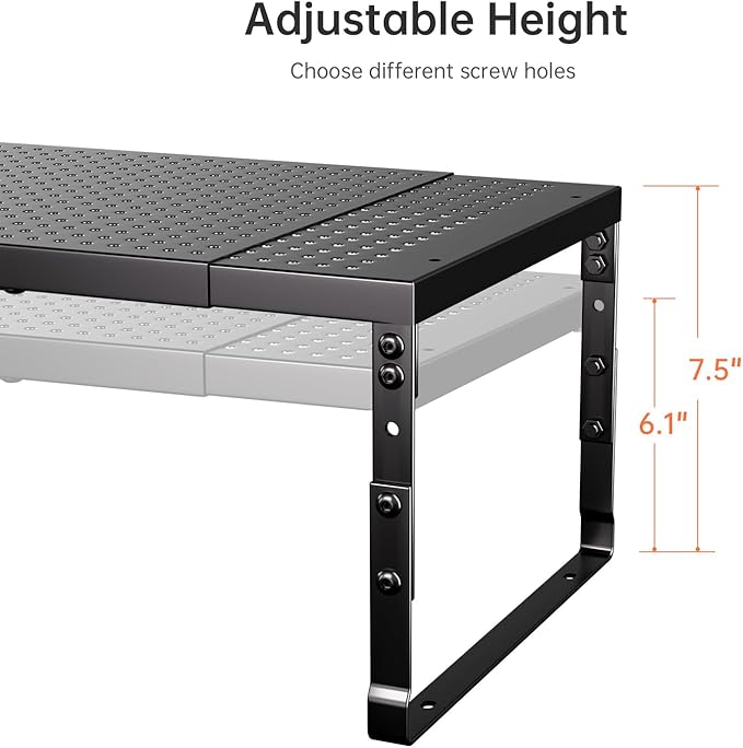 Cabinet Shelf,Expandable Adjustable Stackable Kitchen Organizer,for cabinets, Kitchens, countertops, bathrooms Shelf Organizer(2Packs/Black,Large)