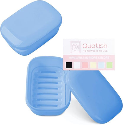 Quatish 2 Pack Travel Soap Container, Portable Soap Holder with Lid, Travel Bar Soap Holder, Soap Case for Camping Gym Travel, Soap Box for Bathroom,Denimblue