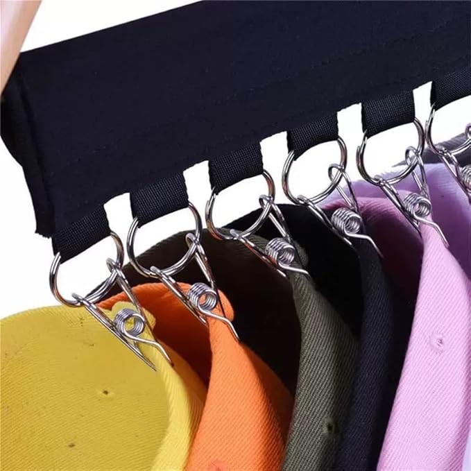 2 Pack Hat Organizer for Baseball Caps and Accessories, 10 Hat Storage Clips of Hat Hanger for Baseball Caps Display and Storage, Hat Rack Fit Hangers and Closet