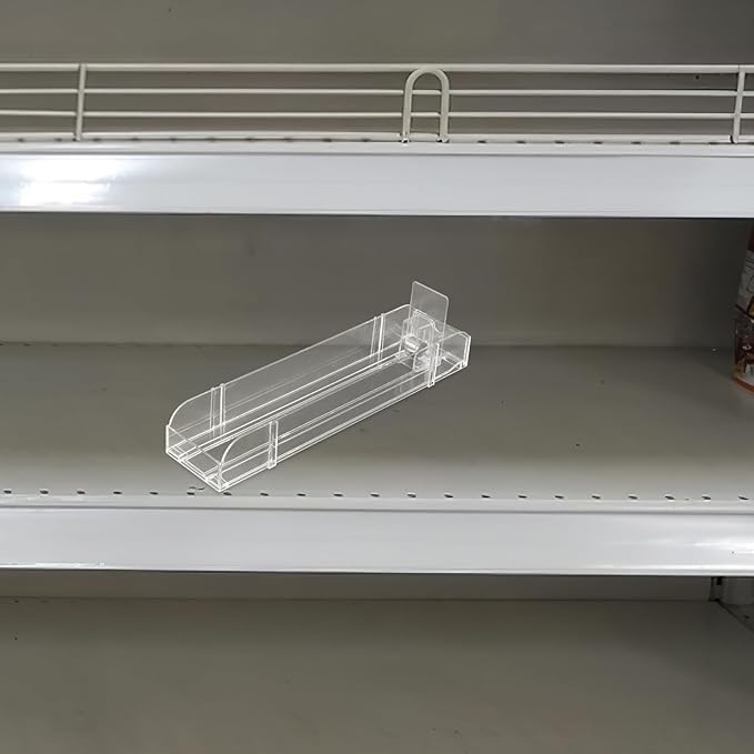 Retail Display Pushers Beverage Shelf Glides Automatic Double-sided Drink Organizer 4cm Height 28.3cm Length Fridge Can Organizer for Convenience Store and Pantry