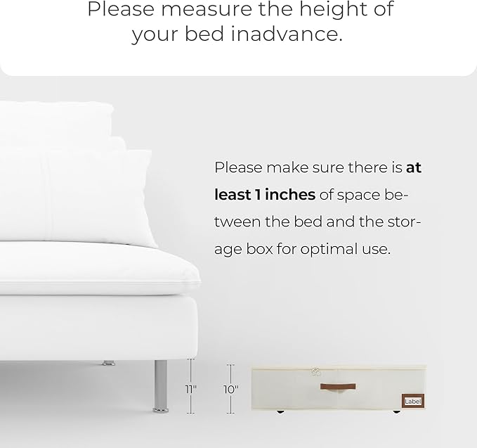 StorageWorks Under Bed Storage with Wheels, 10" Underbed Storage Containers with Lid, 90L Clothes Organizer for Blankets, Sweaters, Bedding, 2-Pack, Beige