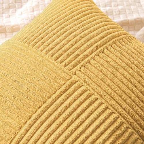 MIULEE Golden Mustard Decorative Euro Sham Pillow Covers 24x24 Inch 2 Pack - Image 2