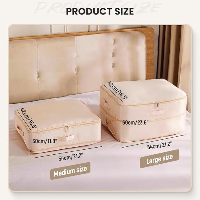 Ultra Space Saving Self Compression Organizer, 2024 New Propositiony Ultra Space Saving Self Compression, Storage Tote for Space Saving Compression Moving Organizer Bags for Blankets (Beige, X-Large)