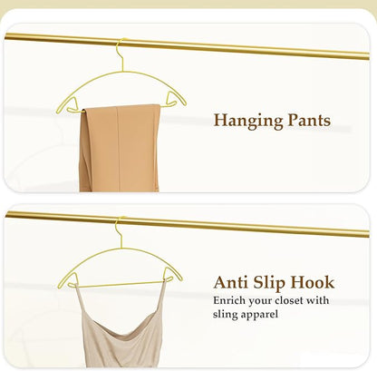 SPECILITE 15 Pack No Shoulder Bump Gold Coat Hangers for Clothes, Suit, Sweaters, Jackets, Pants, Heavy Duty, 0.1” Thick Space-Saving