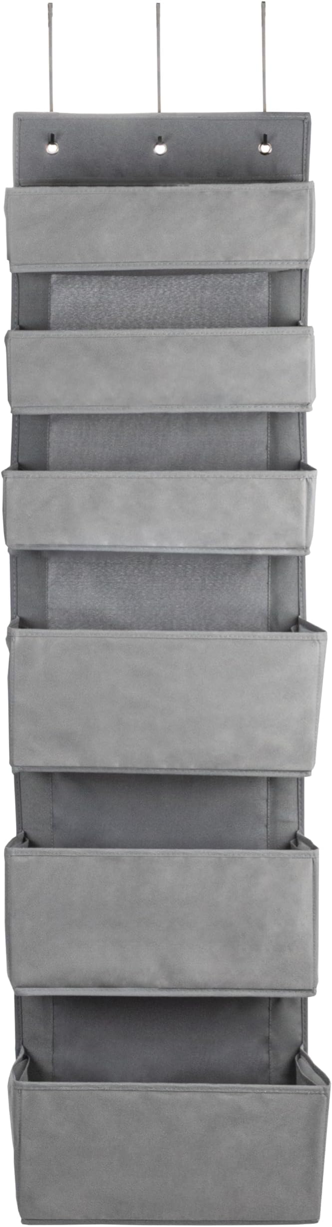 Household Essentials 6 Pocket Over the Door Pocket Organizer, PP Non-Woven Fabric Pockets, Reinforced Siding, Foldable, Versatile, Perfect for Residential and Commercial Doors, Grey