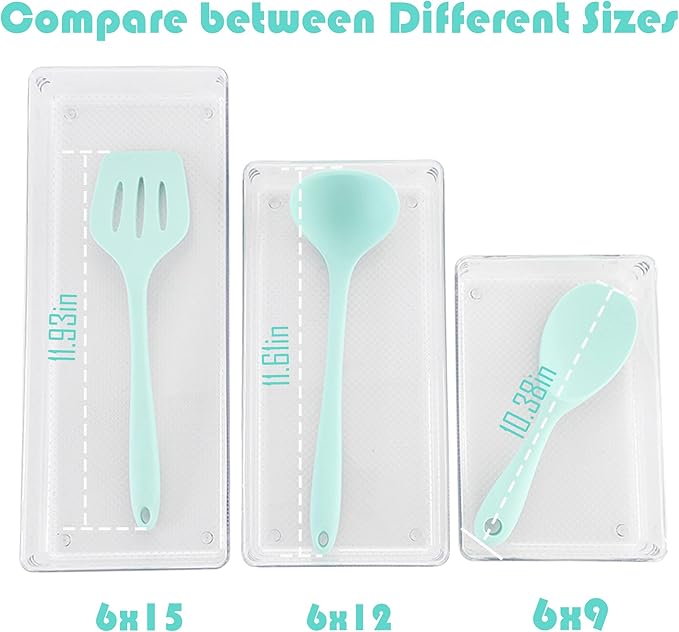 5 Pack Clear Plastic Drawer Organizer Tray Cutlery Utensil Makeups Drawer Silverware Organizers 6" X 9"