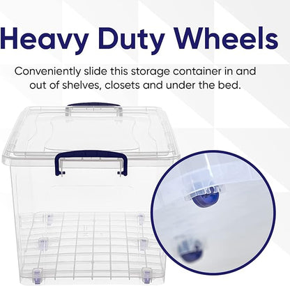 Superio Storage Bins with Lids, Clear Plastic Containers for Organizing, Stackable Totes, BPA Free, Odor Free, Organizer Boxes for Home, and Dorm (4 Pack, 44 Quart)