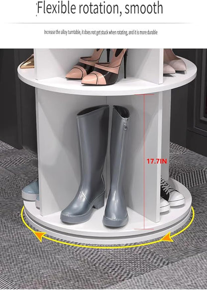 8 Tiers Rotating Shoe Rack Tower, Spinning Shoe Tower Display Lazy Susan, Revolving 360° Shoe Rack Storage Round Carousel, Vertical Handbag Rotate Shoes Closet Organization