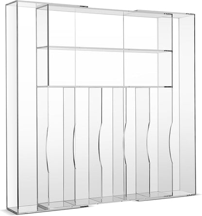 Clear Acrylic Drawer Organizer for Kitchen Utensils and Flatware, Adjustable Silverware Tray with 9 Compartments for Drawers, Office, and Bathroom Storage
