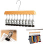Kruggo Closet Organizer with 10 Clips, 2026 Upgraded 360° Swivel Multi-Hook Wardrobe Organizer, Space Saving Hanging Legging Hangers for Closet (1, Nature-10 clicks)