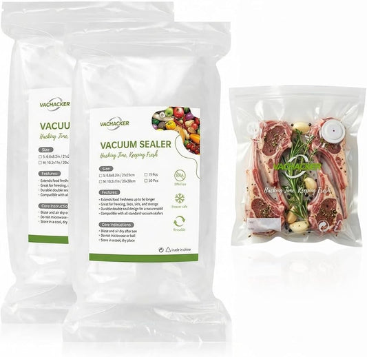 30 Pack Reusable Vacuum Sealer Bags with Valve, 10"x11" BPA Free&Replacement Bags for Handheld Sealer, Perfect Starter Kit Refill, Dishwasher & Freezer Safe