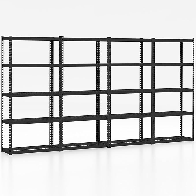 Goplus 5-Tier Metal Shelving Unit, 4 Pack Heavy Duty Wire Storage Rack with Anti-Slip Foot Pads, Height Adjustable Shelves for Warehouse, Kitchen, Living Room, Garage, 15.5" D×35.5" W×72" H