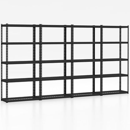 Goplus 5-Tier Metal Shelving Unit, 4 Pack Heavy Duty Wire Storage Rack with Anti-Slip Foot Pads, Height Adjustable Shelves for Warehouse, Kitchen, Living Room, Garage, 15.5" D×35.5" W×72" H
