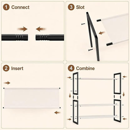 2-Tier Shoe Rack for Closet & Entryway, Stackable Shoe Organizer, Screw-Fastened Metal Frame for Less Wobble, Heel-Friendly Non-Woven Shelves, 11.8" Deep Space-Saving Shoe Storage (Black)