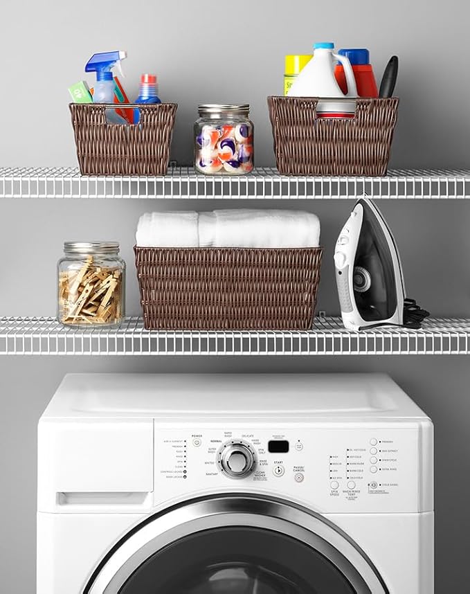 Whitmor Rattique Java Set of 3 Pieces Storage Baskets -Small (8.5"x11.4"x5.5"), Medium (9.8"x13"x6") and Large (11.4"x14.6"x6.5")