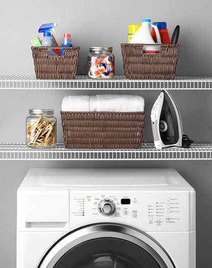 Whitmor Rattique Java Set of 3 Pieces Storage Baskets -Small (8.5"x11.4"x5.5"), Medium (9.8"x13"x6") and Large (11.4"x14.6"x6.5")