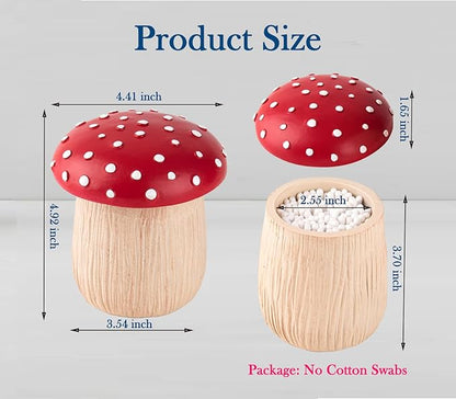 dgudgu 2 Pack Qtip Holder Mushroom Cotton Ball Holder Cotton Swab Holder Qtip Dispenser Bathroom Cotton Ball And Q-tip Organizer Container