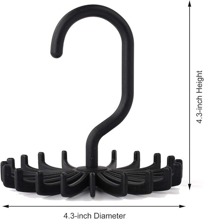 3 Pack Twirl Ties Rack Closet Organizer Tie Hanger Hook Headband Holder (Black)