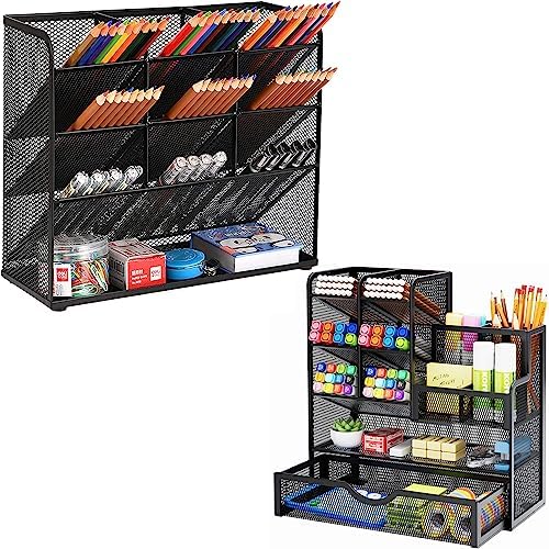 Marbrasse Mesh Pen Holder + Mesh Pen Organizer with Drawer by Marbrasse