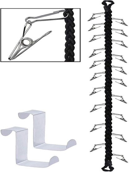 Over Door Hanging Storage Chain with 20 Stainless Steel Clips, Toy Storage Chain Multipurpose Baseball Cap Organizer Hat Holder for Your Toys, Sun Visors, Hats, Cap, Scarves, Gloves, towel, etc.