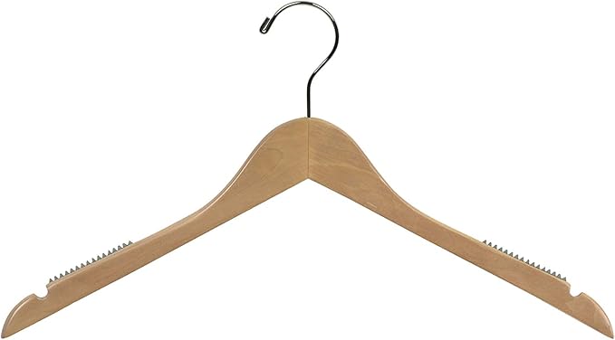 Natural Finish Petite Top Hanger with Notches and Rubber Strip Inserts Box of 25 by The Great American Hanger Company